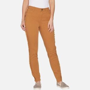 LOGO By Lori Goldstein Fringe High-Rise Skinny Jeans 8